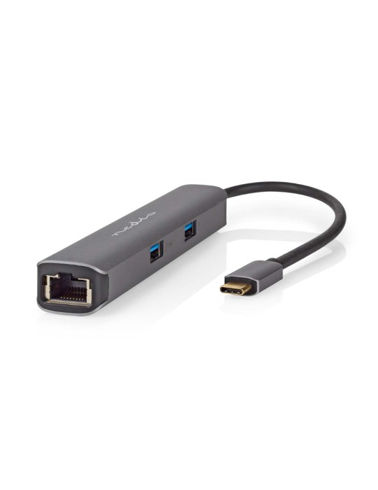 Nedis USB Multi-Port-Adapter USB 3.2 Gen1 6-in-1 - USB-C™ Stecker, HDMI™ Ausgang, RJ45 Buchse, 2x USB-A Buchse, 2x USB-C™, 5 Gbp